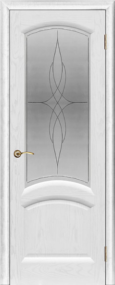 Межкомнатная дверь шпон Ясень жемчуг Лаура стекло Византия