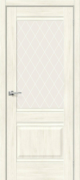 Межкомнатная дверь экошпон Nordic Oak Прима-3 White Сrystal