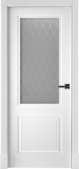 Межкомнатная дверь Эмаль белая (RAL 9003) Богемия стекло матовое