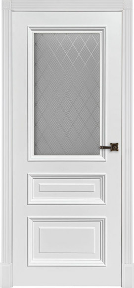 Межкомнатная дверь Эмаль белая (RAL 9003) Кардинал стекло матовое