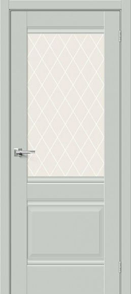 Межкомнатная дверь эмалит Grey Matt Прима-3 White Сrystal