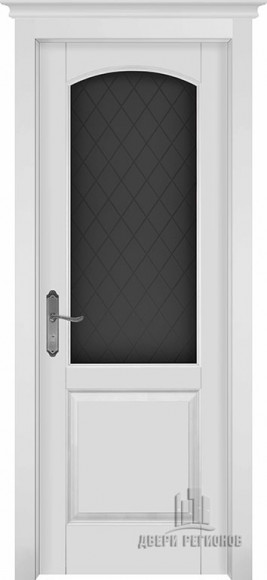 Межкомнатная дверь массив ольхи Эмаль белая Фоборг стекло матовое
