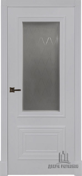 Межкомнатная дверь Эмаль светло-серая (RAL 7047) Престиж 1/2 стекло матовое