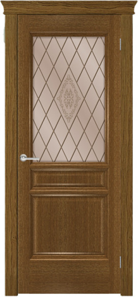 Межкомнатная дверь шпон Тон ольха Тридорс стекло сатинат бронза