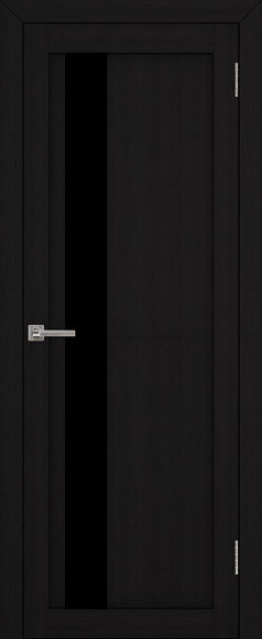 Межкомнатная дверь экошпон Шоко Велюр Uniline 30004 стекло черное Лакобель