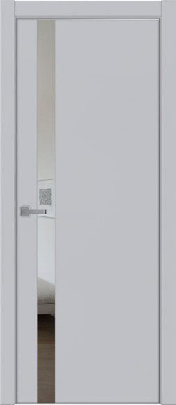 Межкомнатная дверь экошпон Манхеттен 4104 металлическая кромка зеркало grey