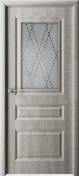 Межкомнатная дверь ПВХ Дуб филадельфия грей Каскад стекло сатинато