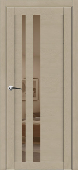 Межкомнатная дверь экошпон Софт Кремовый Uniline soft touch 30008 зеркало бронза