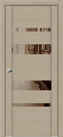 Межкомнатная дверь экошпон Софт Кремовый Uniline soft touch 30013 зеркало бронза