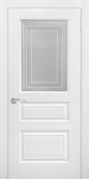 Межкомнатная дверь эмаль Белый Роял 3 стекло фотопечать