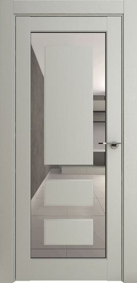 Межкомнатная дверь экошпон Серена Светло-Серый 00005 зеркало Grey