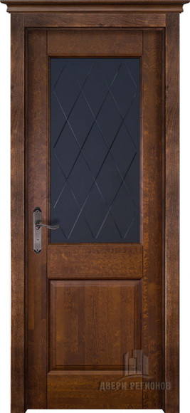 Межкомнатная дверь массив ольхи Античный орех Элегия стекло матовое