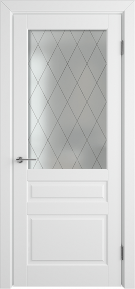 Межкомнатная дверь эмаль Белый Челси 04 стекло белое с алмазной гравировкой