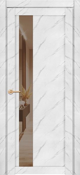Межкомнатная дверь экошпон Монте Белый 30004/1 зеркало серое