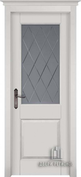 Межкомнатная дверь массив ольхи Эмаль белая Элегия стекло матовое