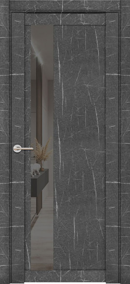 Межкомнатная дверь экошпон Торос Графит 30004/1 зеркало серое