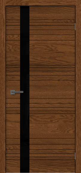 Межкомнатная дверь шпон Орех 2 Сити-1 стекло лакобель черный
