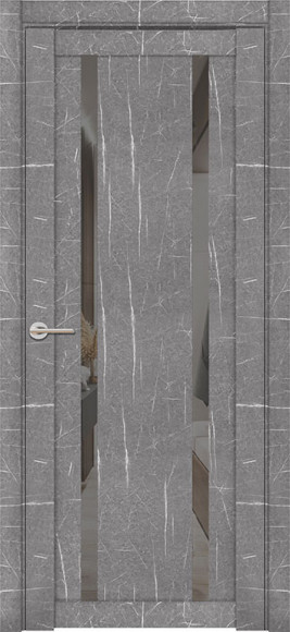 Межкомнатная дверь экошпон Торос Серый 30006/1 зеркало серое