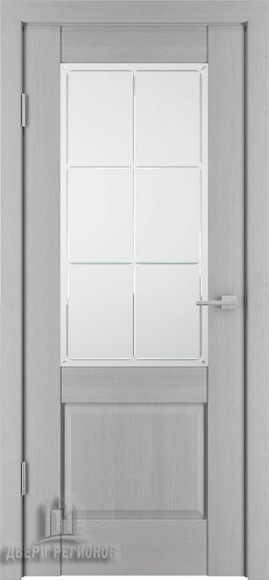 Межкомнатная дверь шпон RAL 7047 Баден-2 стекло с фрезеровкой