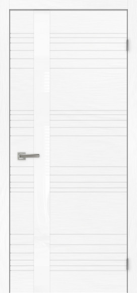 Межкомнатная дверь шпон RAL 9010 Сити-1 стекло лакобель белый