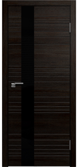 Межкомнатная дверь экошпон Венге Новелла-1 стекло лакобель черный