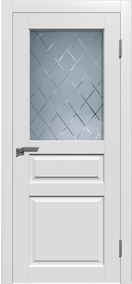 Межкомнатная дверь эмаль RAL 9003 Гранд-3 стекло сатинат белый