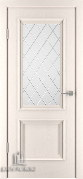 Межкомнатная дверь шпон RAL 9001 Бергамо-4 стекло с фрезеровкой