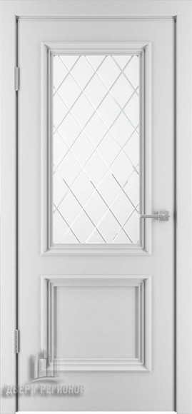 Межкомнатная дверь шпон RAL 9003 Бергамо-4 стекло с фрезеровкой