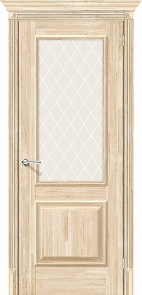 Межкомнатная дверь массив сосны под покраску Классико-13 стекло White Сrystal 