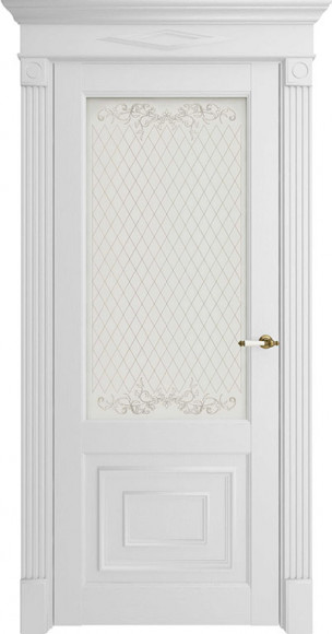 Межкомнатная дверь экошпон Белый Серена 62002 стекло светлое сатинато